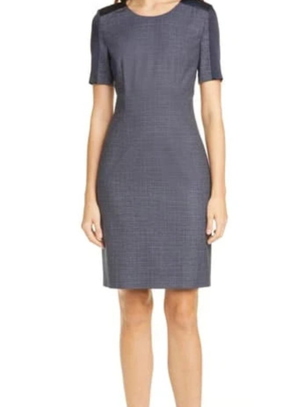 Hugo Boss Dirusa Crosshatch Virgin Wool Dress Size 12 US